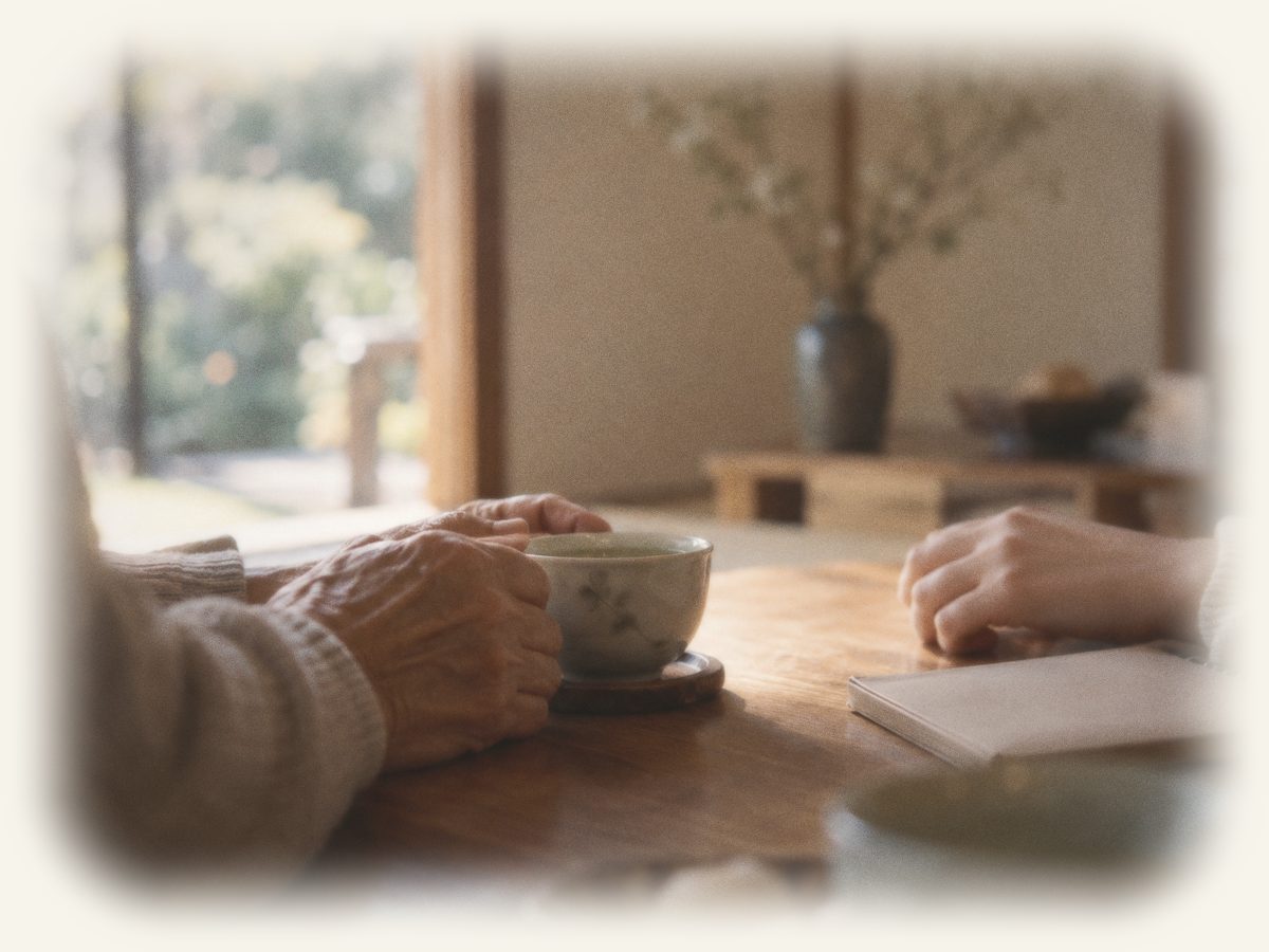 生前の相続対策を家族で話し合う様子